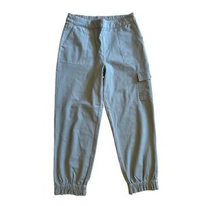 AnyBody Sage Green Twill Cargo Jogger Ankle Pants Elastic Waist A656141 Med Tall